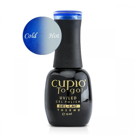 Unghii tehnice - Cupio Oja semipermanenta termica To Go! Glitter Blue Rain 15ml