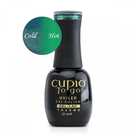 Unghii tehnice - Cupio Oja semipermanenta termica To Go! Glitter Poison Green 15ml