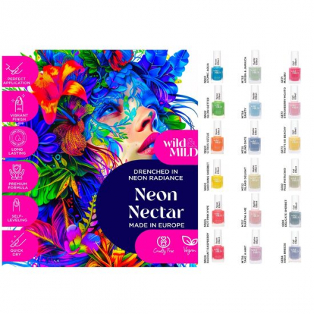 Import - Display cu 36 bucati Lac de unghii Neon Nectar, Wild & Mild