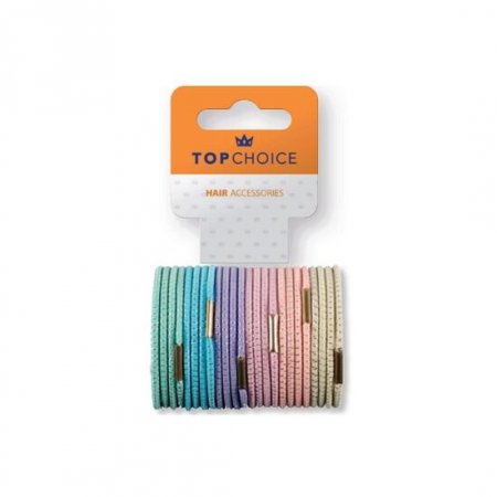 PAR - Elastic de par Top Choice, set de 24 bucati asortate, in nuante pastel