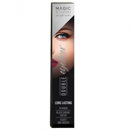 MyCosmetics - Eyeliner Double, Magic Studio, cu un varf ingust, de precizie, si un varf lat, pentru efect dramatic