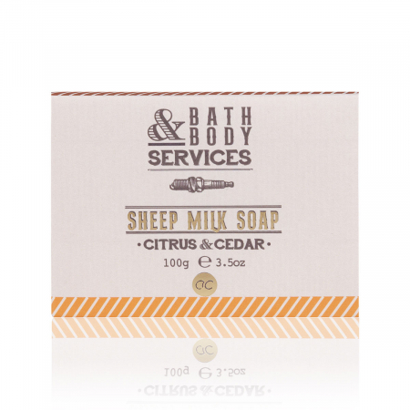 Set cadou barbati, sapun, 100g sheep milk soap BATH BODY SERVICES, handmade, fragrance: men´s musk, col. orange, PU 14 in display, set cadou craciun [1]