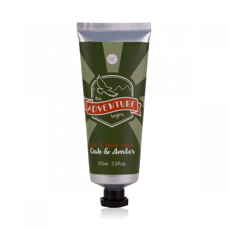 Set cadou barbati, gel de dus, 100ml hair body wash ADVENTURE COLLECTION in tube, fragrance: Oak Amber, col. green/orange, PU 6 in display / 24 in export carton, set cadou craciun [1]