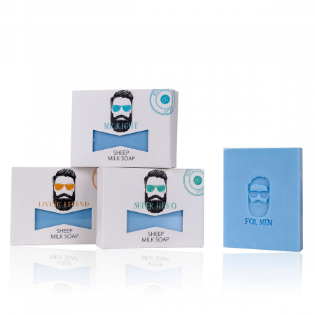 CADOURI - Set cadou barbati, sapun, 100g sheep milk soap SANTA CO in gift box, 3 designs sorted, fragrance: herbs ex, col. white, PU 9, set cadou craciun
