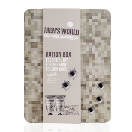 Set cadou barbati, gel de dus, after shave , multi-tool, Gift set MEN'S WORLD in tin box, incl. 50ml body wash, 50ml after shave balm, multi tool, fragrance: Oak Amber, col.: cream/brown/grey, PU 6/ [1]