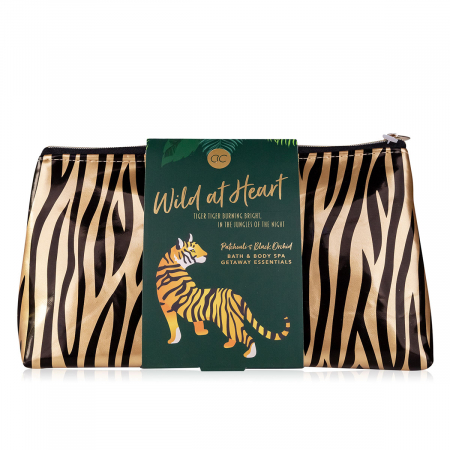 Set cadou femei, crema de maini, scrub, Hand care set WILD AT HEART in cosmetic bag, incl. 60ml hand nail cream, 60ml hand scrub, fragrance: Patchouli Black Orchid, col. green/gold/black, PU 6/24, [2]