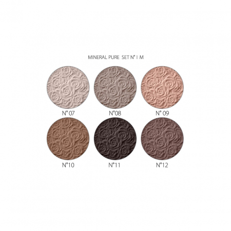 Fard de pleoape monocolor, Mineral Pure, Setul 1, mixt de 12 bucati, nuante mate, nude [1]