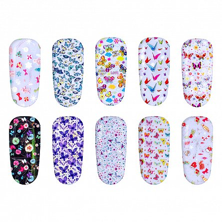 UNGHII - Folie de transfer pentru unghii Lila Rossa Butterfly Collection set 10 buc