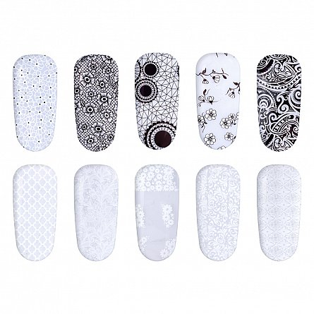 UNGHII - Folie de transfer pentru unghii Lila Rossa Lace Collection set 10 buc