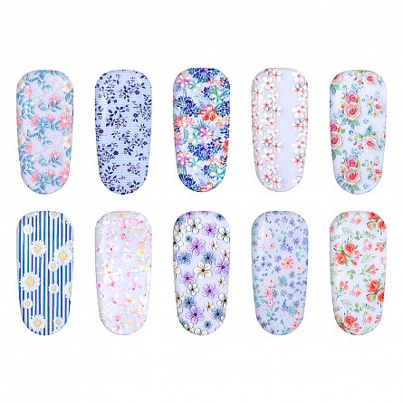 UNGHII - Folie de transfer pentru unghii Lila Rossa Summer Collection set 10 buc