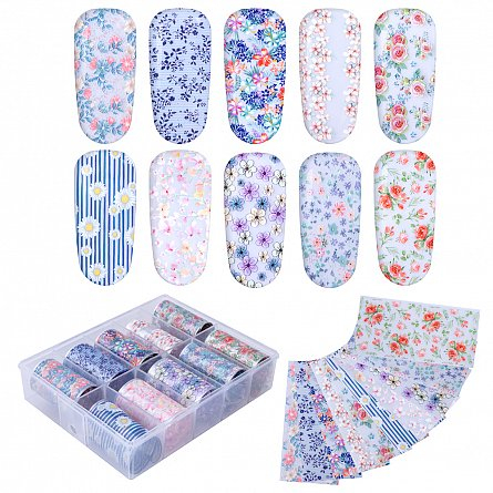 Folie de transfer pentru unghii Lila Rossa Summer Collection set 10 buc [1]