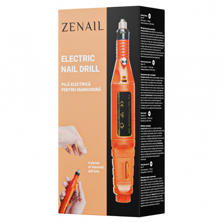 Freza unghii ZENAIL cu 6 capete, orange, pila electrica unghii [3]