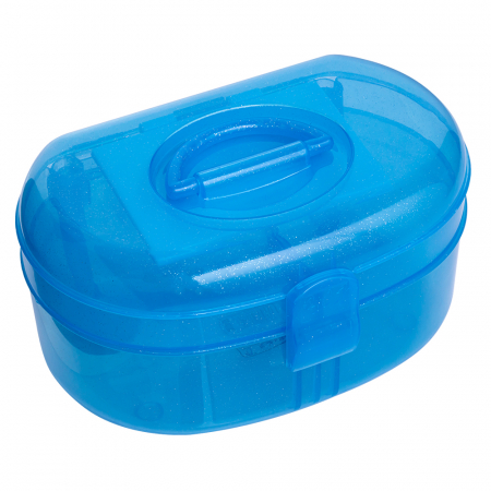 Geanta din plastic pentru cosmetice, Lila Rossa, cu oglinda, albastra