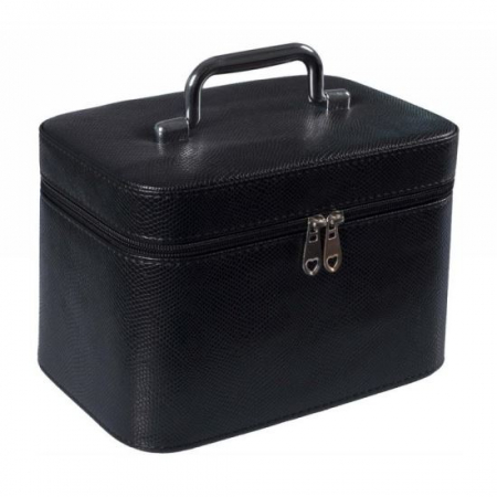 Fara Categorie - Geanta pentru depozitarea produselor cosmetice tip cufar, neagra, cu fermoar, Xl, Top choice