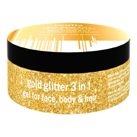 Import - Gel cu sclipici plastic free pentru fata, corp si par Venita, Gold, 75 ml