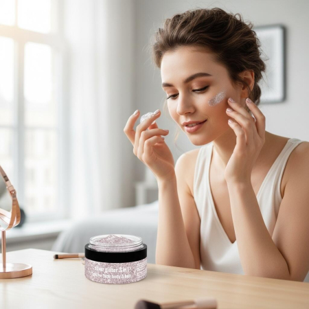 Gel cu sclipici plastic free pentru fata, corp si par Venita, Silver, 75 ml [2]