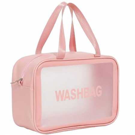 Import - Gentuta cosmetica impermeabila, pentru femei, WashBag Top Choice 99328, roz