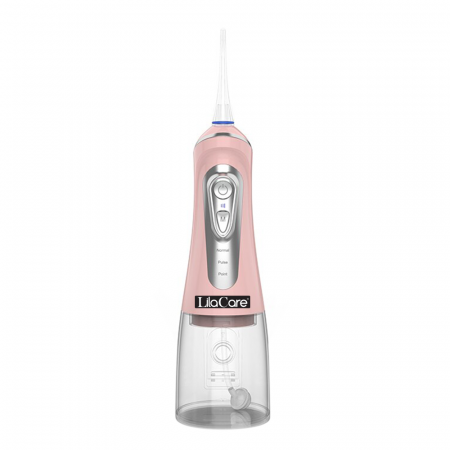 Irigator oral Lila Care, portabil, USB, jet de apa dentar, 3 moduri, rezervor de apa impermeabil dinti, 4 capete inlocuibile, 320 ml, Roz [4]