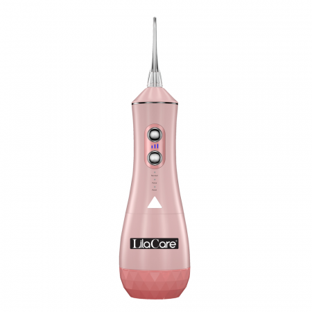 ACASA - Irigator oral Lila Care, portabil, USB, jet de apa dentar, rezervor de apa impermeabil, 320 ml, rezistent la apa, 4 capete inlocuibile, Roz