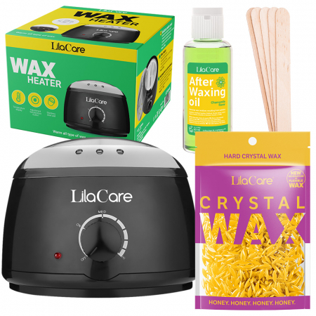 Kit epilare ceara granule Miere cu aparat de epilat cu ceara, ulei dupa epilat, spatule ceara, incalzitor ceara Lila Care [0]