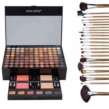 Kit makeup Like a Princess, trusa cu 190 farduri si set 12 pensule cu husa [0]