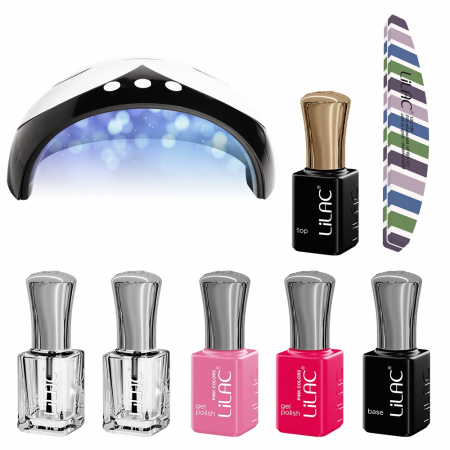 CADOURI - kit unghii cu Oja Semipermanenta Lilac Pink 060-04