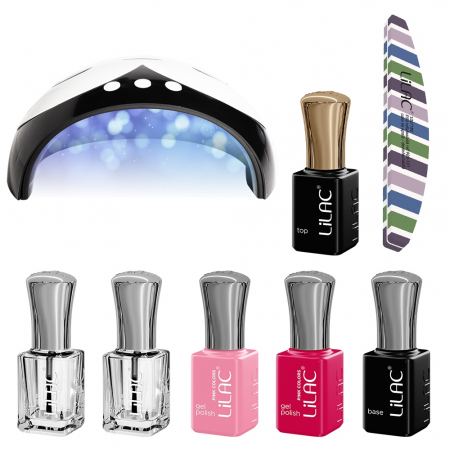 CADOURI - kit unghii cu Oja Semipermanenta Lilac Pink 060-05