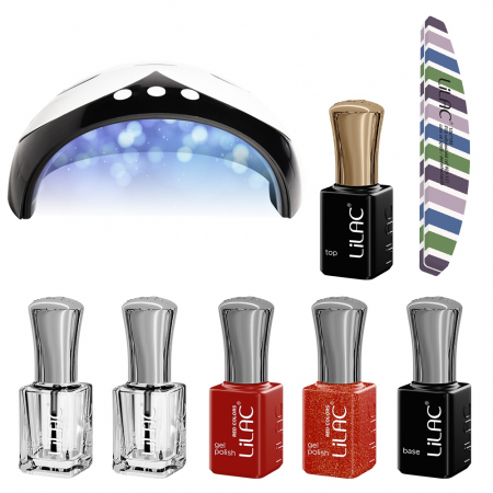 CADOURI - kit unghii cu Oja Semipermanenta Lilac Red 030-02