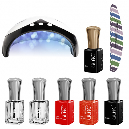 CADOURI - kit unghii cu Oja Semipermanenta Lilac Red 030-04