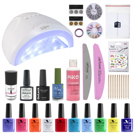 Kit Oja semipermanenta Venalisa, Summer Colors, 10 oje Venalisa, lampa Sunone, accesorii [0]