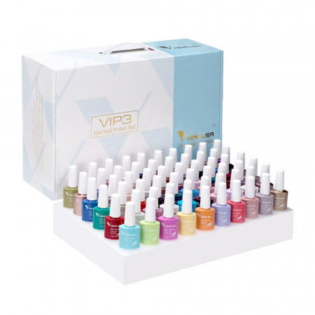 Kit oja semipermanenta VIP 3 Venalisa, 60 culori, Primer, Top Coat Mat, Top Coat, Base Coat, Tempered No-Wipe Top Coat, Catalog culori [1]