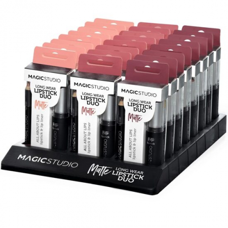 Fara Categorie - Kit Perfect Lips, Ruj de buze mat si creion pentru contur asortat, Set de 24 Buc, Magic Studio