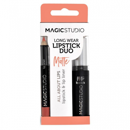 Kit Perfect Lips, Ruj de buze mat si creion pentru contur asortat, Set de 24 Buc, Magic Studio [1]