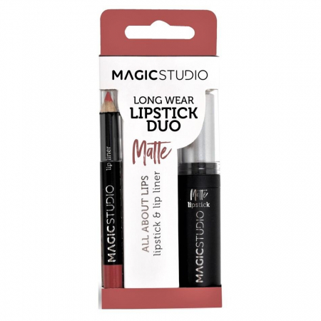 Kit Perfect Lips, Ruj de buze mat si creion pentru contur asortat, Set de 24 Buc, Magic Studio [2]