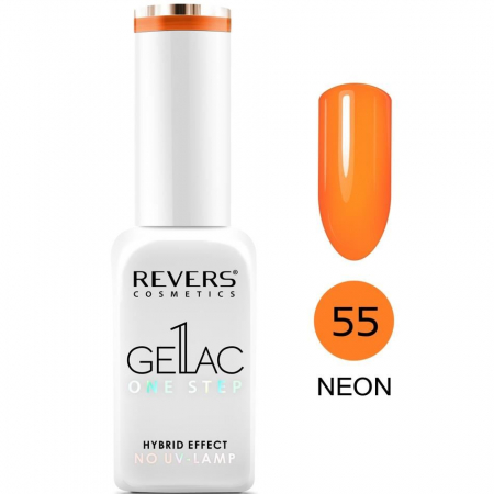 Lac de unghii Gellac 1 Step, Hybrid Effect, Non UV, Revers, 55 Portocaliu Neon, 10 ml [1]