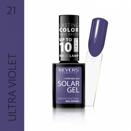 Oja clasica - Lac de unghii Solar Gel, Revers, 12 ml, mov , nr 21, ultra violet