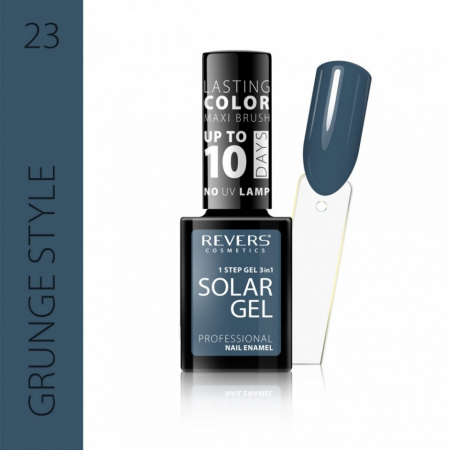 Oja clasica - Lac de unghii Solar Gel, Revers, 12 ml, albastru, nr 23, grunge style