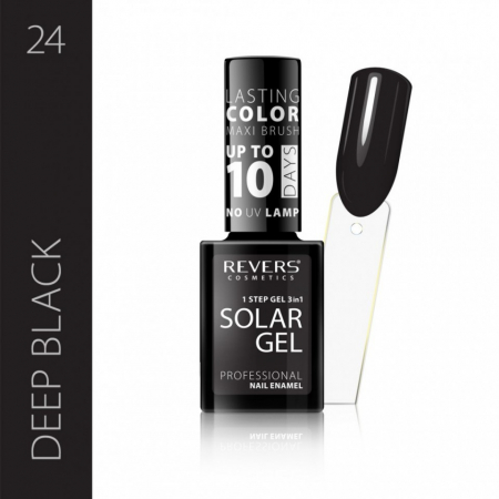 Oja clasica - Lac de unghii Solar Gel, Revers, 12 ml, deep black, negru
