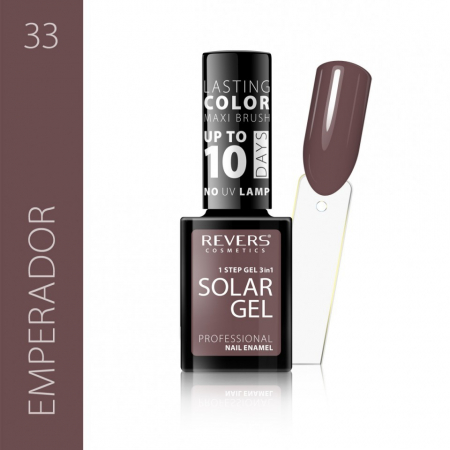 Oja clasica - Lac de unghii Solar Gel, Revers, 12 ml, maro, nr 33, emperador
