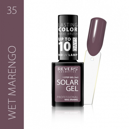 Oja clasica - Lac de unghii Solar Gel, Revers, 12 ml, maro, nr 35, wet marengo