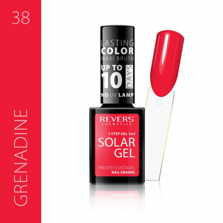 Oja clasica - Lac de unghii Solar Gel, Revers, 12 ml, rosu, nr 38, grenadine