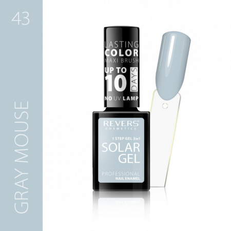 Oja clasica - Lac de unghii Solar Gel, Revers, 12 ml, gri, nr 43, grey mouse