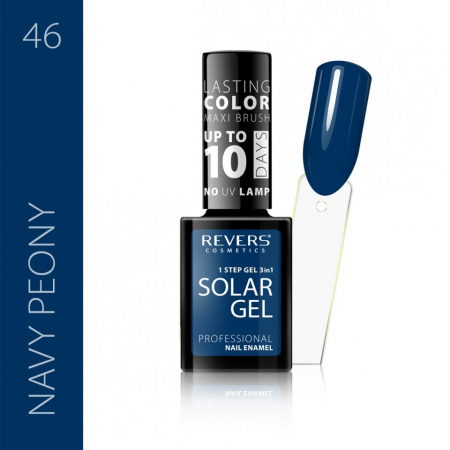 Oja clasica - Lac de unghii Solar Gel, Revers, 12 ml, albastru, nr 46, navy peony