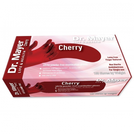 SALOANE - Manusi din nitril Dr. Mayer Soft Cherry Red fara pudra 100 buc.