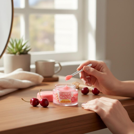 Mască de noapte pentru buze Sweet Swirls – Sweet Cherry, Idc Institute, 68341, 20 g [3]