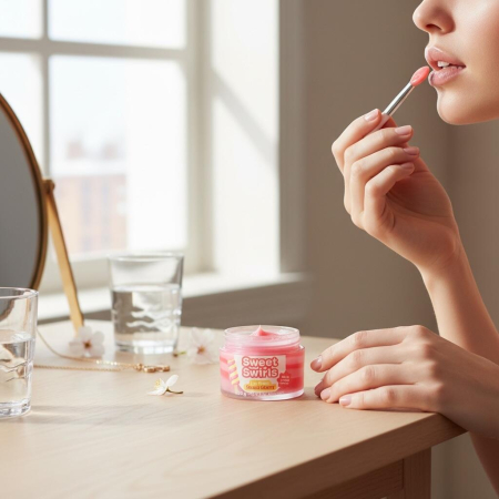 Mască de noapte pentru buze Sweet Swirls – Sweet Cherry, Idc Institute, 68341, 20 g [4]