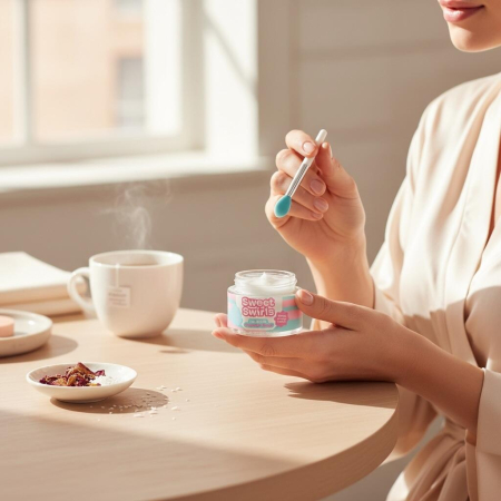 Mască de noapte pentru buze Swirly Night – Coconut Sugar, Idc Institute , 68341, 20g [4]