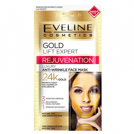 Masca luxurianta de fata Eveline Gold Lift Expert 3in1 antirid cu aur de 24 k 7 ml