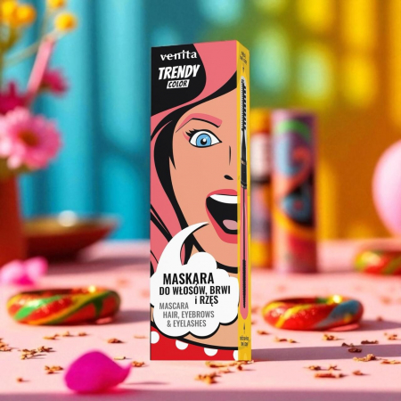 Mascara Colorată 3în1, pentru par, gene si sprancene, Candy Pink, Trendy, Venita, 13 g [1]