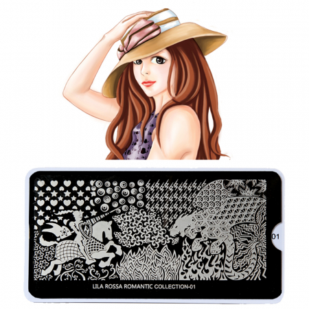 Matrita stampila unghii, Lila Rossa, romantic collection, model mic, 6x12 cm, 01 [1]